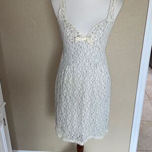 Free People Ivory White lace cottage core pin up wiggle dress Sz M